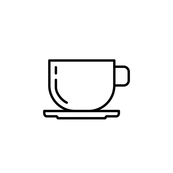 コーヒー ティーカップのアイコン イラストを調理するためのキッチン用品 単純な細い線スタイルのシンボル — ストックベクタ
