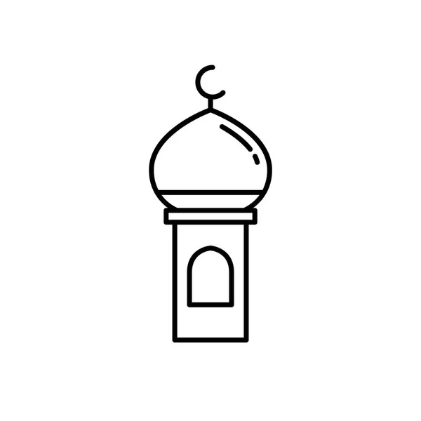 イスラム教のモスクやミナレット ドームの塔 イスラム教徒のラマダン イード アル明けお祝いの単純なモノライン アイコン スタイル — ストックベクタ