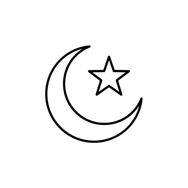 Islam Symbol Crescent Moon Star Simple Monoline Icon Style Muslim — Stock Vector