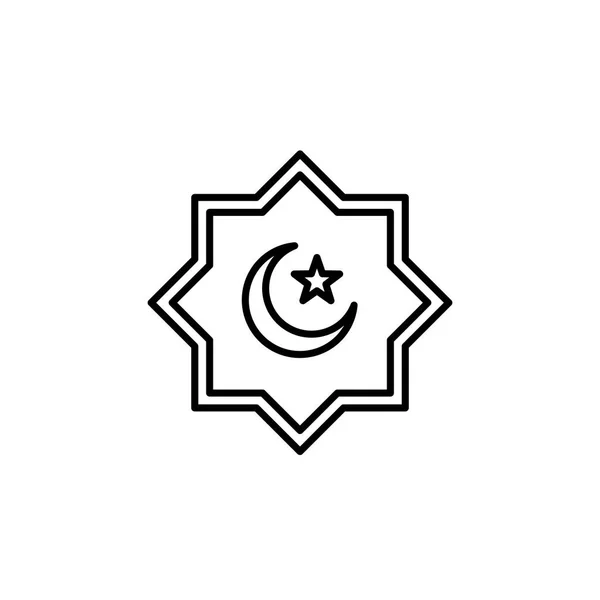 Islamic Culture Symbol Crescent Moon Star Simple Monoline Icon Style — Stock Vector