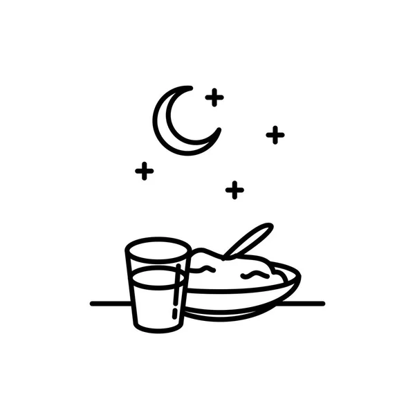 Sahur Predawn Meal Fast Symbol Simple Monoline Icon Style Muslim — Stock Vector