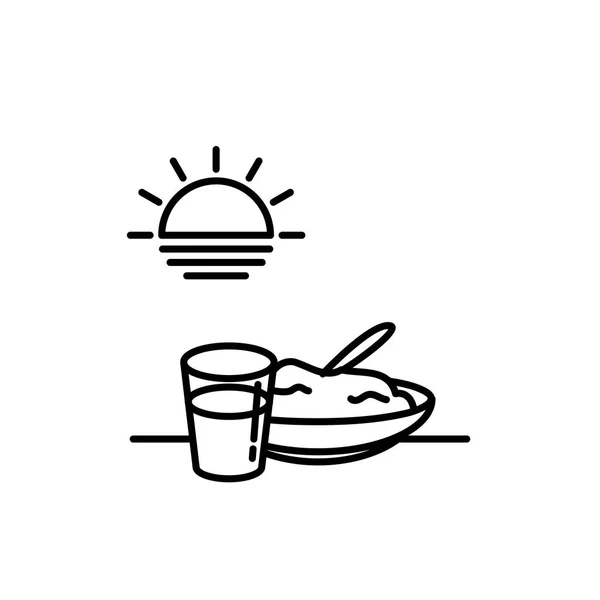 Iftar Atardecer Rompe Símbolo Rápido Estilo Icono Monolina Simple Para — Vector de stock