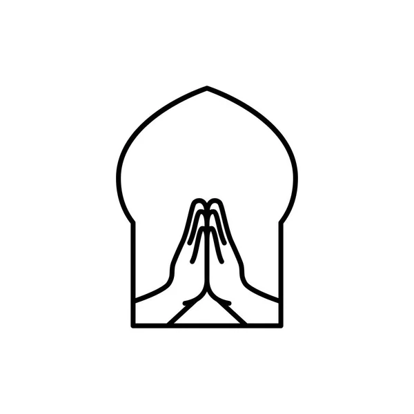 Islam Pardonne Symbole Main Style Icône Monoline Simple Pour Ramadan — Image vectorielle