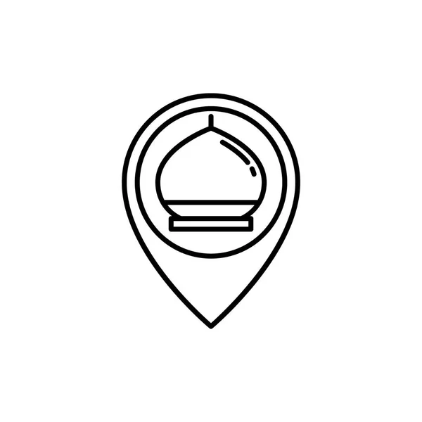 Ubicación Del Pin Del Mapa Mezquita Estilo Icono Monolina Simple — Vector de stock