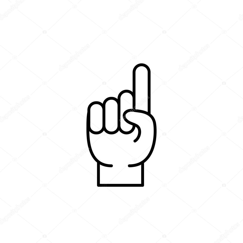 Raising the index finger for Tauhid symbol in islam. Simple monoline icon style for muslim ramadan and eid al fitr celebration.