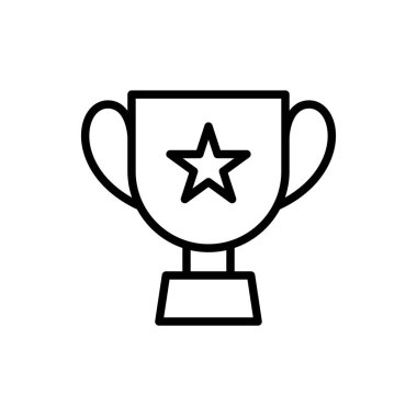 Trophy Kupası yıldız simgesi ile. basit örnek anahat stili spor simgesi.