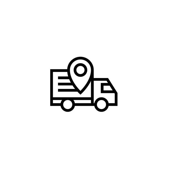 Icono Seguimiento Camiones Movimiento Con Símbolo Localización Pines Reubicación Concepto — Archivo Imágenes Vectoriales
