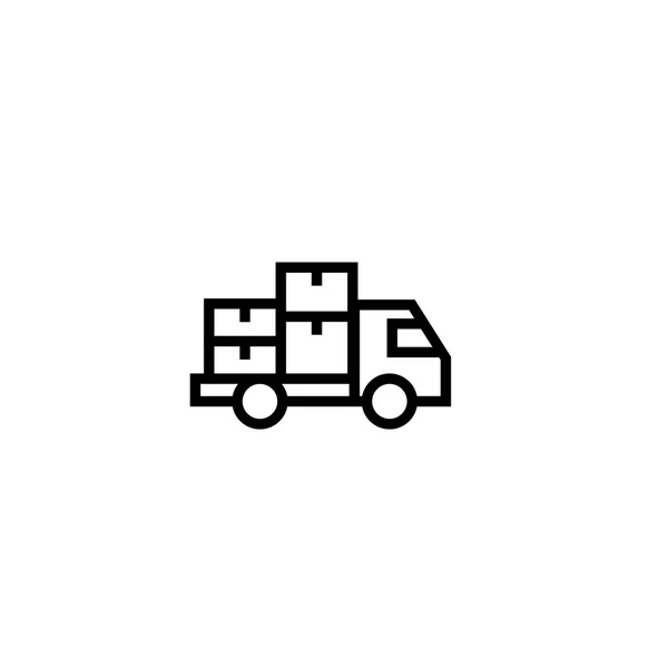 Ikon Paket Bergerak Truk Dengan Tumpukan Kotak Kardus Simbol Konsep - Stok Vektor