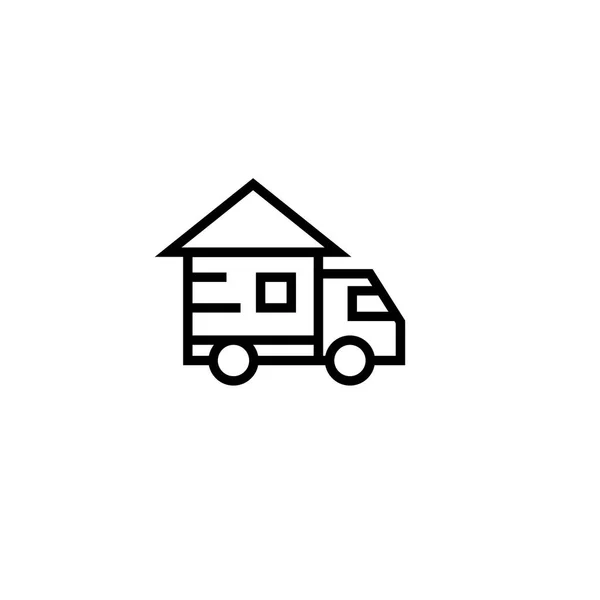 Lkw Umzug Haus Symbol Mit Home Symbol Umsiedlungskonzept Einfache Saubere — Stockvektor