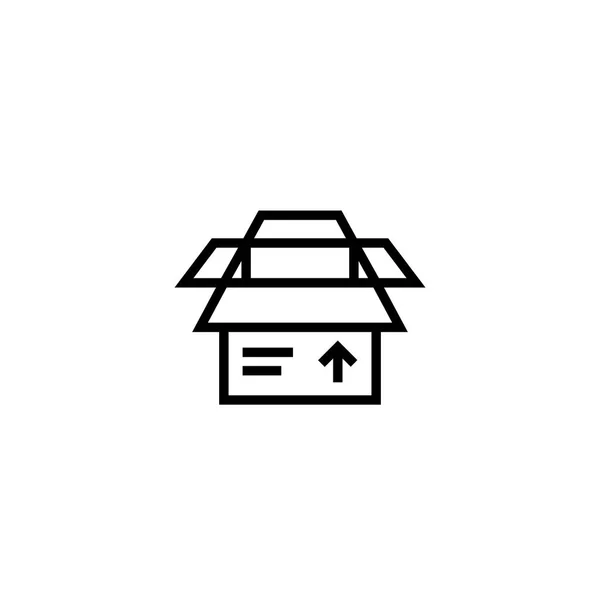 包图标 打开纸板箱符号 搬迁和交付的概念 简约干净的薄轮廓风格设计 — 图库矢量图片