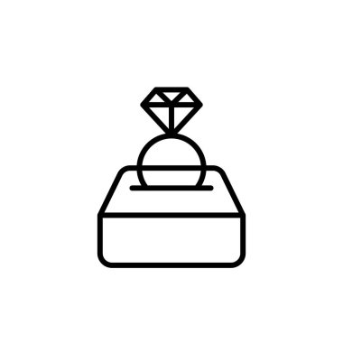 evlilik teklifi illüstrasyon kavramı tasarım elmas alyans simgesi. basit temiz monoline sembolü.