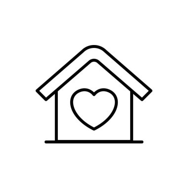 düğün illüstrasyon kavramı tasarım sevgi simgesi ile ev. basit temiz monoline sembolü.