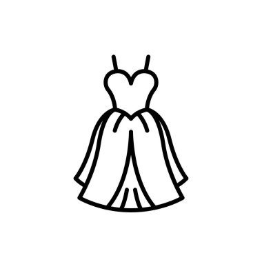Düğün elbise simgesi. Gelin Gösterim amacıyla düğün parti olay illüstrasyon. basit temiz monoline sembolü.