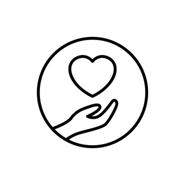 share love icon. give and receive hand with love illustration. simple clean monoline symbol.