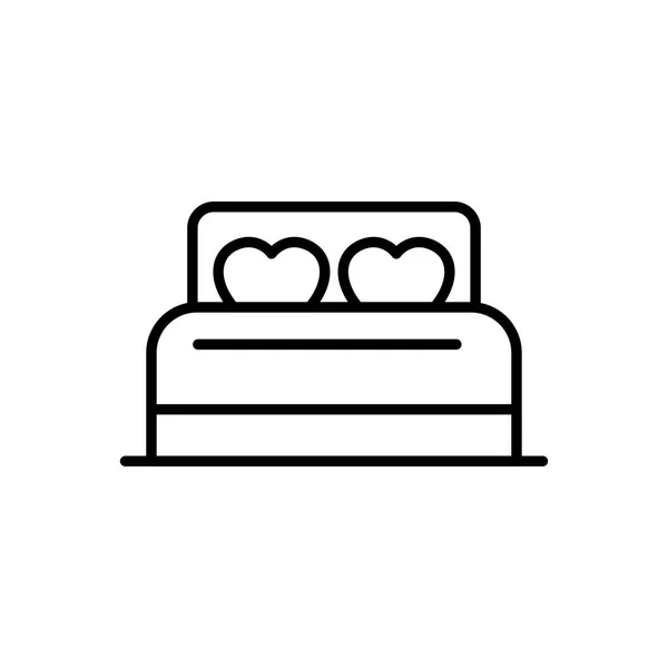 Bett Mit Liebeskissen Symbol Für Hochzeitsillustration Konzeptdesign Einfaches Sauberes Monolin — Stockvektor