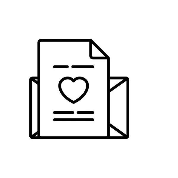 婚礼派对请柬信封纸与爱的例证 简单干净的单林符号 — 图库矢量图片