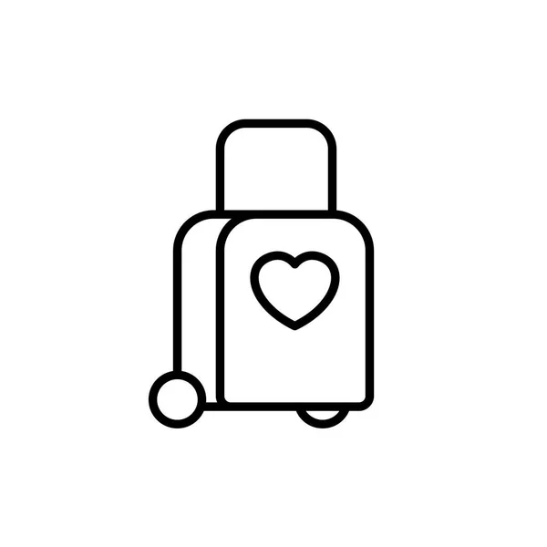 拖拖花袋与爱情图标 蜜月假期旅游插图 简单干净的单线符号 — 图库矢量图片