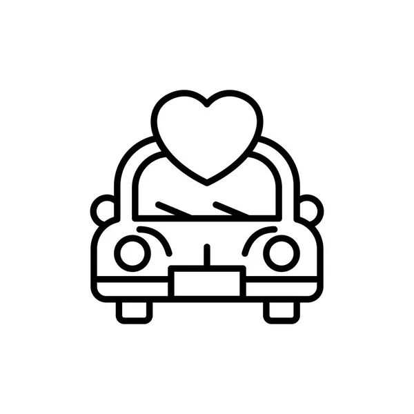Ícone Carro Casamento Com Ilustração Amor Símbolo Monolina Limpo Simples — Vetor de Stock