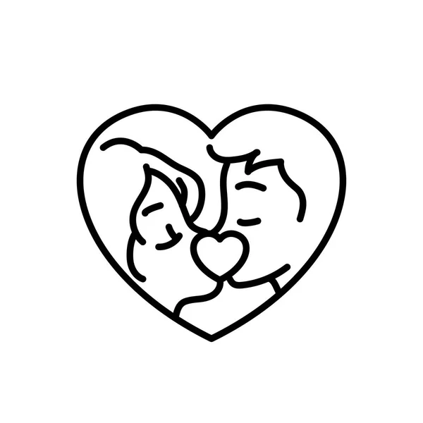 Marriage Couple Kissing Icon Weeding Concept Design Simple Clean Monoline — 图库矢量图片