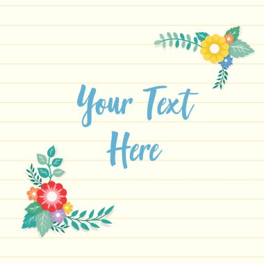Güzel Kağıt arka plan ile renkli çiçek yaprak süsleme çerçeve ile kaplı. Not, Not, alıntı, tebrik kartı için kağıt levha.