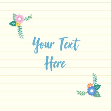 Güzel Kağıt arka plan ile renkli çiçek yaprak süsleme çerçeve ile kaplı. Not, Not, alıntı, tebrik kartı için kağıt levha.