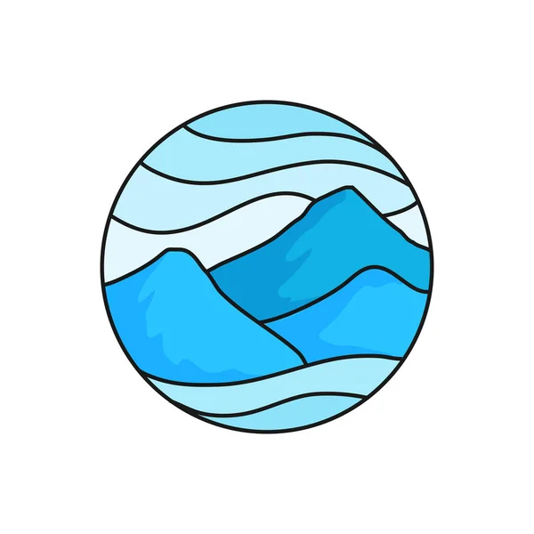 Mountain Logo Badge High Cloudy Mountains Illustration Trekking Outdoor Activity — Stock Vector