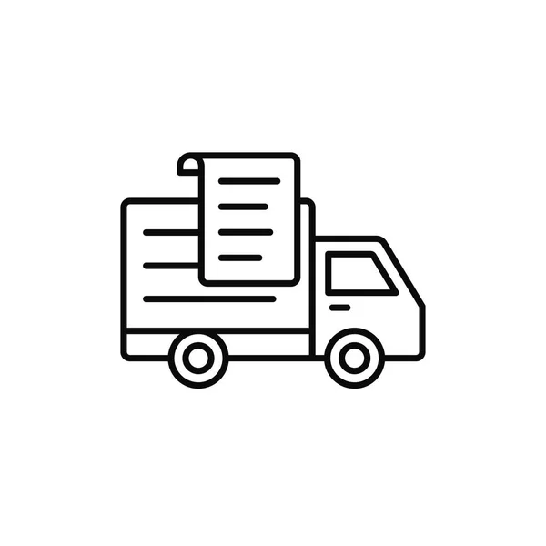 Listikonen För Leverans Lastbils Papper Illustration Försändelse Rapportdokument Enkel Kontur — Stock vektor