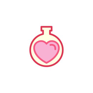 Kabı ile aşk ya da simge zehir. Basit kalp illüstrasyon çizgi stili Logo şablonu tasarımı.