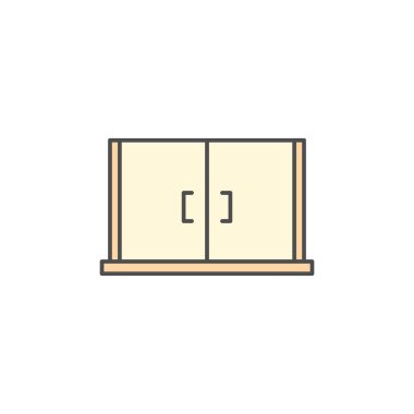 Kitchen appliances cupboard storage icon for cooking Illustration. Simple thin line style symbol.