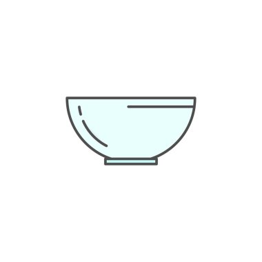 fruits or vegetables bowl icon. Kitchen appliances for cooking Illustration. Simple thin line style symbol.