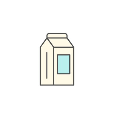 Süt Karton kutu simgesi. Pişirme İllüstrasyon için mutfak aletleri. Basit ince çizgi stili sembolü.