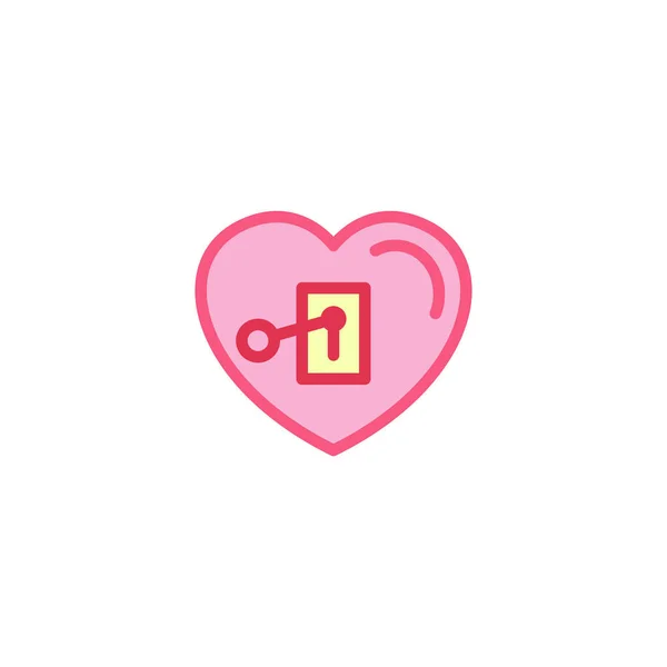 Ikona Klíčem Připojena Jednoduché Srdce Ilustrace Styl Čáry Logo Návrh — Stockový vektor