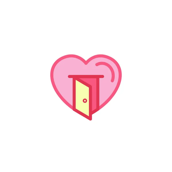 Láska Otevřené Dveře Ikonu Prosté Srdce Obrázku Čáry Styl Loga — Stockový vektor