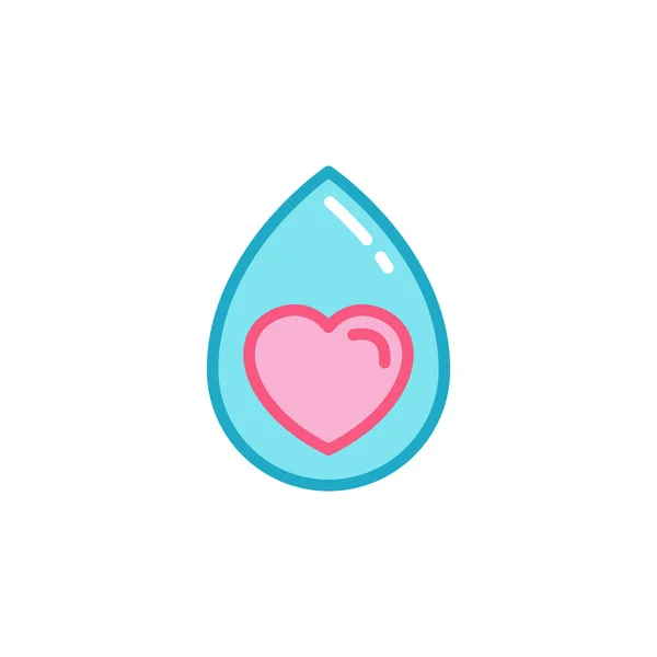 Amor Con Icono Gota Agua Diseño Plantilla Logotipo Estilo Línea — Archivo Imágenes Vectoriales