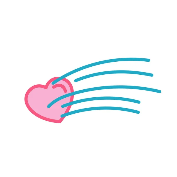 Liebe Mit Komet Ikone Einfach Herz Illustration Linie Stil Logo — Stockvektor