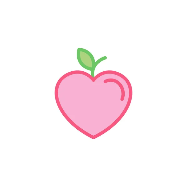 Gyümölcs Szerelem Szárral Hagyja Icon Egyszerű Heart Illusztráció Vonal Stílusa — Stock Vector