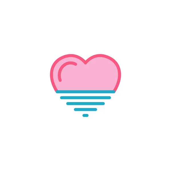 Liebe Meer Meer Wasser Einfach Herz Illustration Linie Stil Logo — Stockvektor