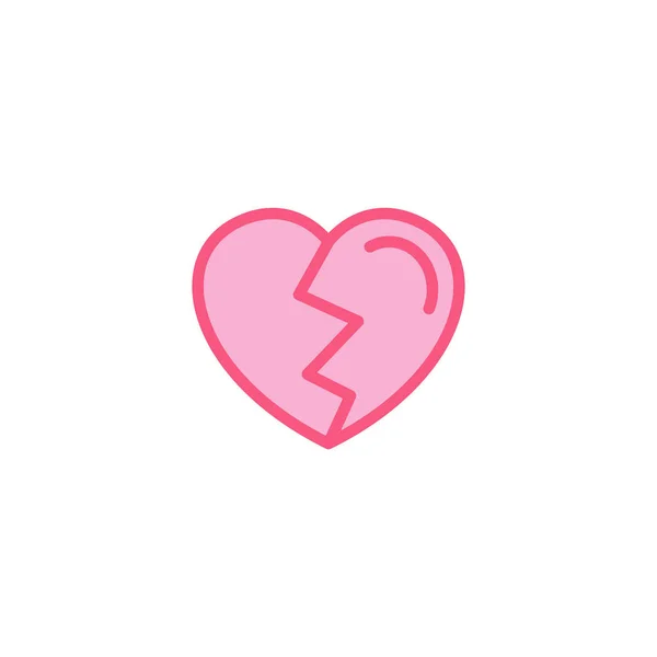 Love Cracked Broken Icon Simple Heart Illustration Line Style Logo — Stock Vector