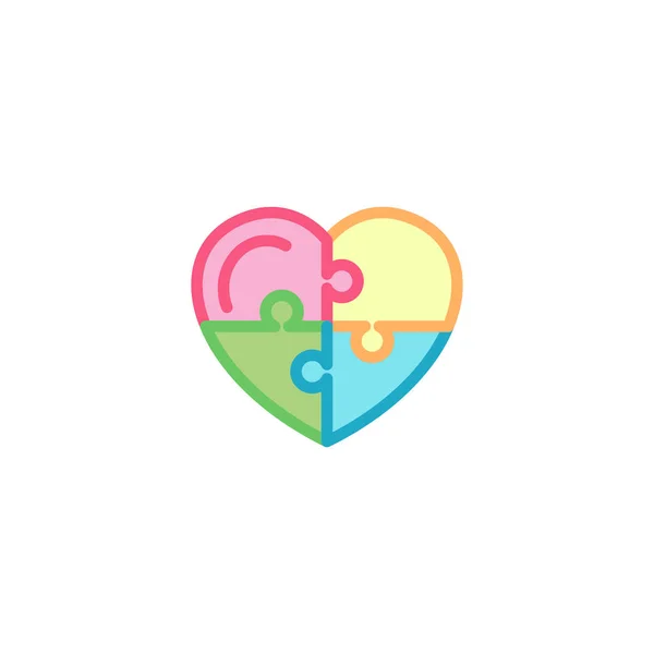 Liebe Mit Rätselsymbol Einfach Herz Illustration Linie Stil Logo Vorlage — Stockvektor