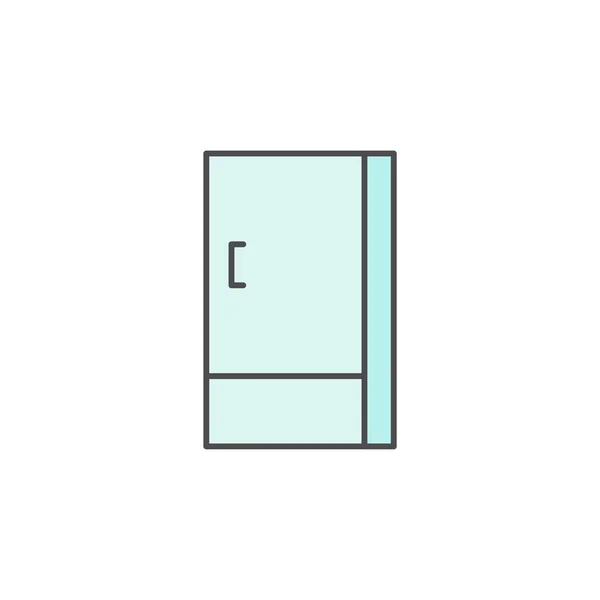 冷蔵庫 アイスボックスアイコン キッチン家電 イラスト 単純な細い線スタイルのシンボル — ストックベクタ
