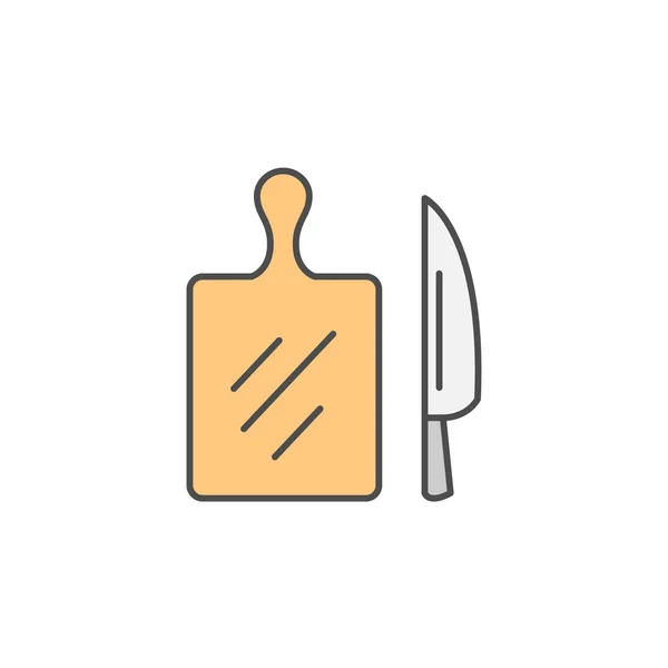 Vegetables Cutting Board Knife Icon Kitchen Appliances Cooking Illustration Simple — ストックベクタ
