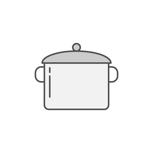 キャセロール パンアイコン イラストを調理するためのキッチン用品 単純な細い線スタイルのシンボル — ストックベクタ