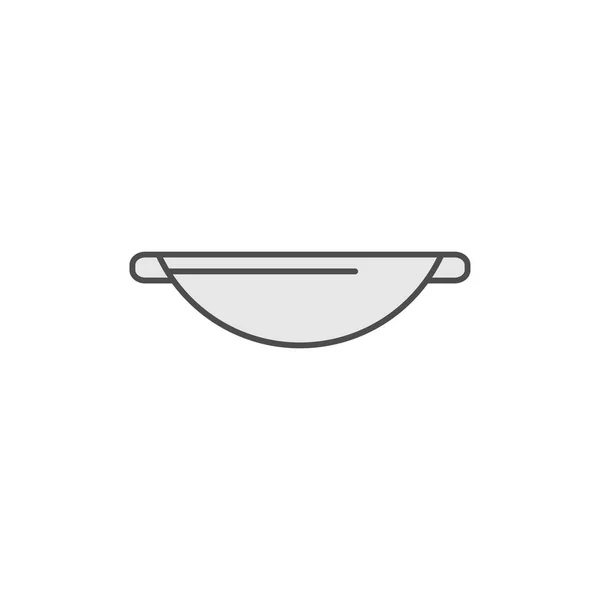 煎炸平移 厨房用具烹饪插图 简单的细线样式符号 — 图库矢量图片