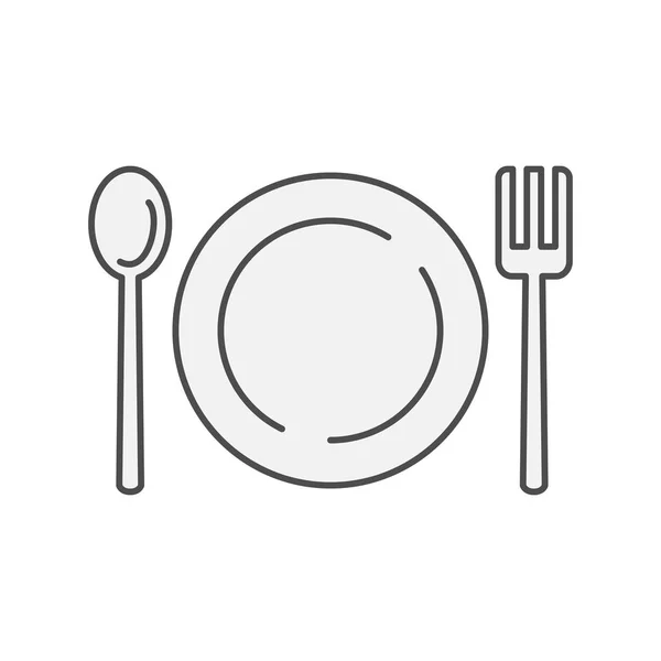 Πλάκα Κουτάλι Και Πιρούνι Εικονίδιο Εστιατόριο Συσκευές Κουζίνας Για Μαγείρεμα — Διανυσματικό Αρχείο