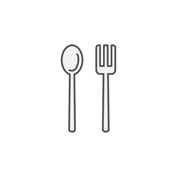 Ikon Spoon Dan Fork Restaurant Peralatan Dapur Untuk Memasak Ilustrasi - Stok Vektor