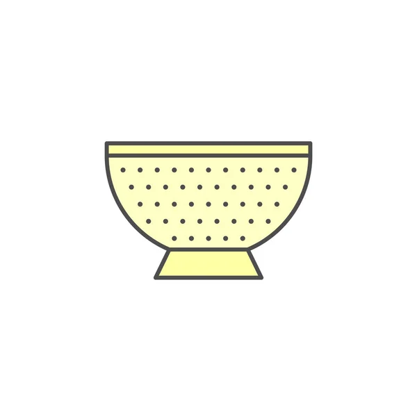 Colander Filter Bowl Icon Kitchen Appliances Cooking Illustration Simple Thin — 스톡 벡터