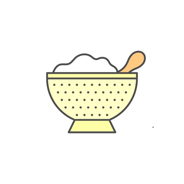 Colander Com Cheio Ícone Arroz Eletrodomésticos Cozinha Para Cozinhar Ilustração — Vetor de Stock