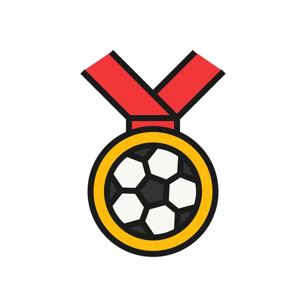 Piłka Nożna Medal Ikona Prosta Ilustracja Kontur Styl Sport Symbol — Wektor stockowy