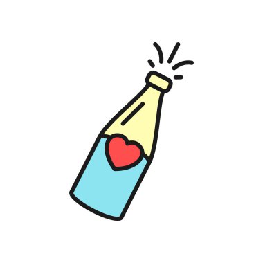 Düğün şampanya simgesi. şarap simge düğün. basit temiz monoline sembolü.