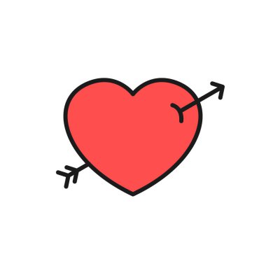 ok kalp simgesi. düğün ve sevgililer konsepti tasarımı için aşk illüstrasyon düşüyor. basit temiz monoline sembolü.